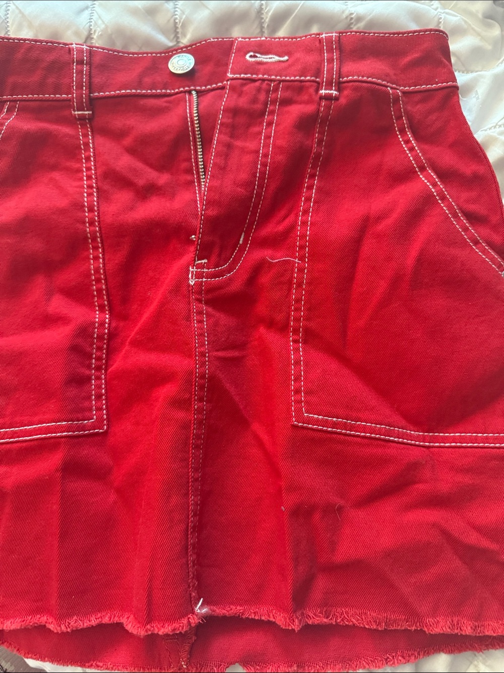 wild fable Red Mini Skirt with Contrast Stitching